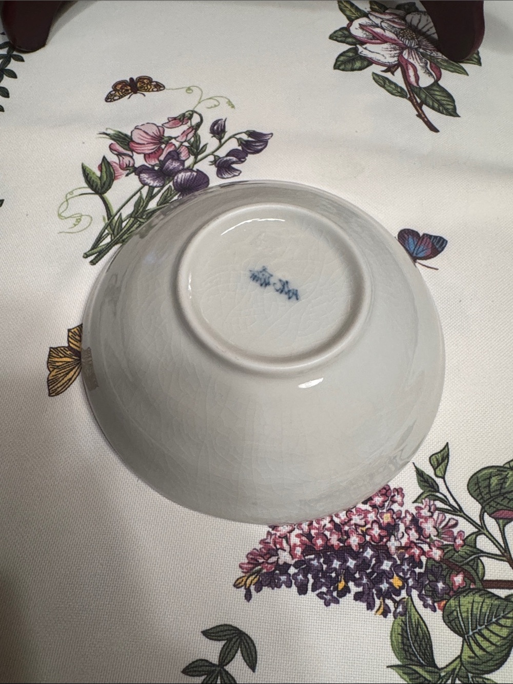 Hand-Painted Blue Floral Ceramic Bowl - Picture 2 of 3